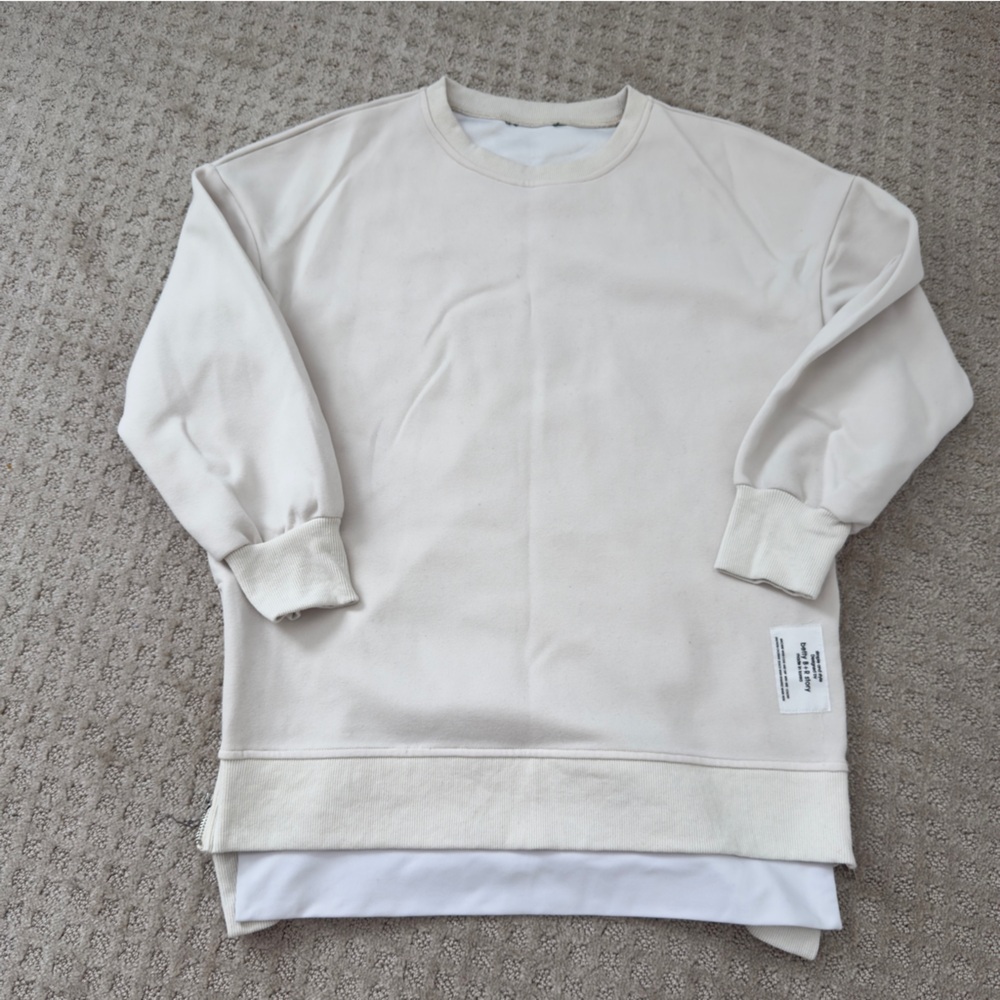 Cream and white oversized streetwear sweater dress